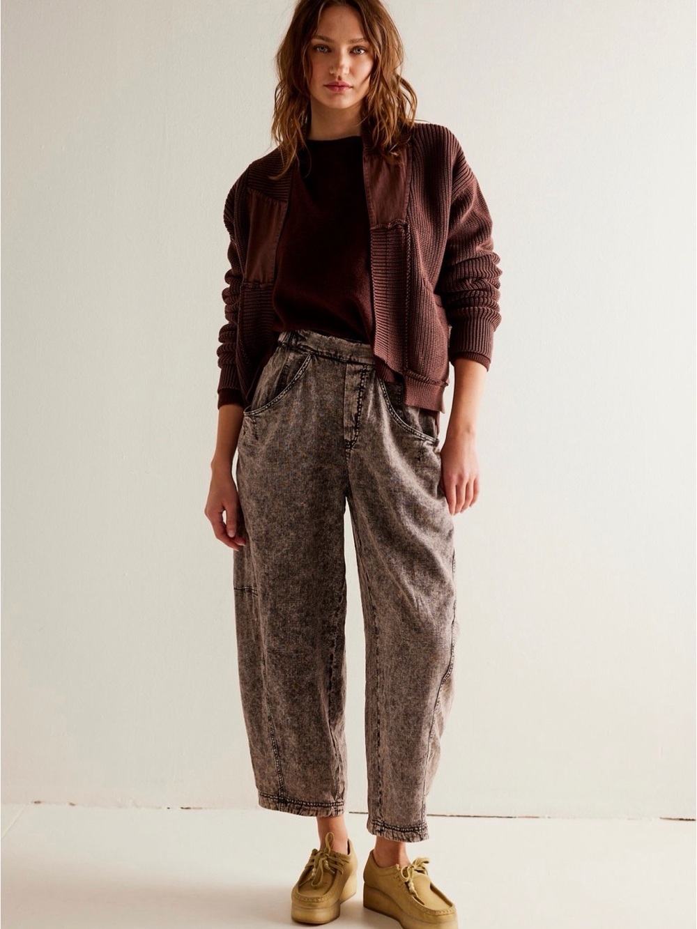 Free People High Road Washed Washed Barrel Relaxed Pants - Picture 2 of 14